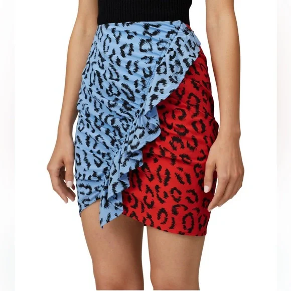 A.L.C. Blue and Red Leopard Print Mini Skirt - Picture 6 of 13